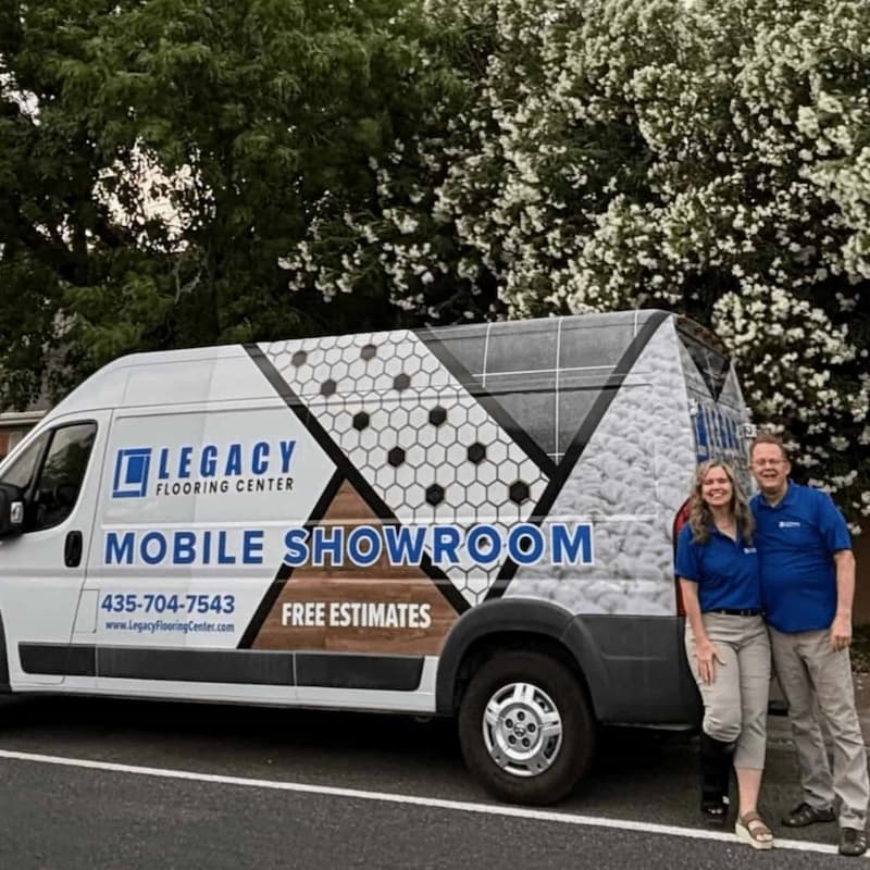 Legacy Flooring's mobile showroom van